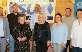 Der CSU-Ortsverband Floß mit Vorsitzender Nadine Gralla-Sommer (r.) wählte am Sonntag seine Delegierten zur Kreisvertreterversammlung, ehe der Moosbacher Bürgermeister und CSA-Kreisvorsitzende Armin Buldena (l.), selbst Listenkandidat, auf die bevorstehende Europawahl einging.